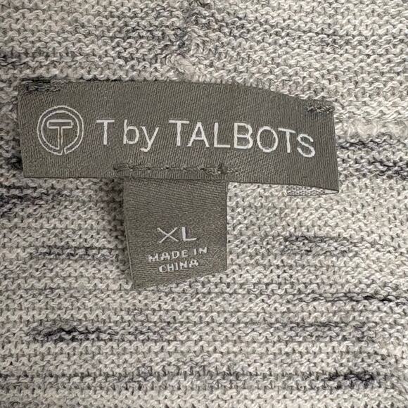 T by Talbots Gray Black cowl neck pullover striped tunic sweater size XL - Picture 6 of 10